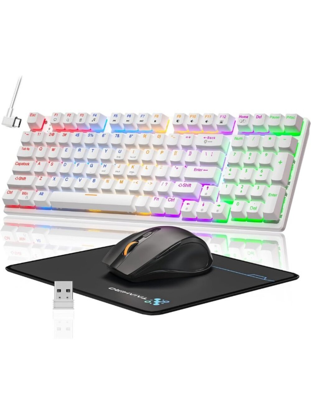 Wireless RGB Mechanical Keyboard & Mouse Combo, 98-Key, Tri-Mode, 3200 DPI